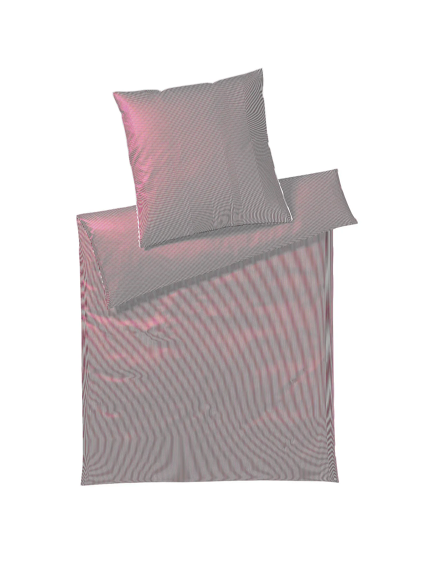ELEGANTE | Satin Bettwäsche Hamburger Streifen 140x200cm Grau/Weiss | dunkelrot